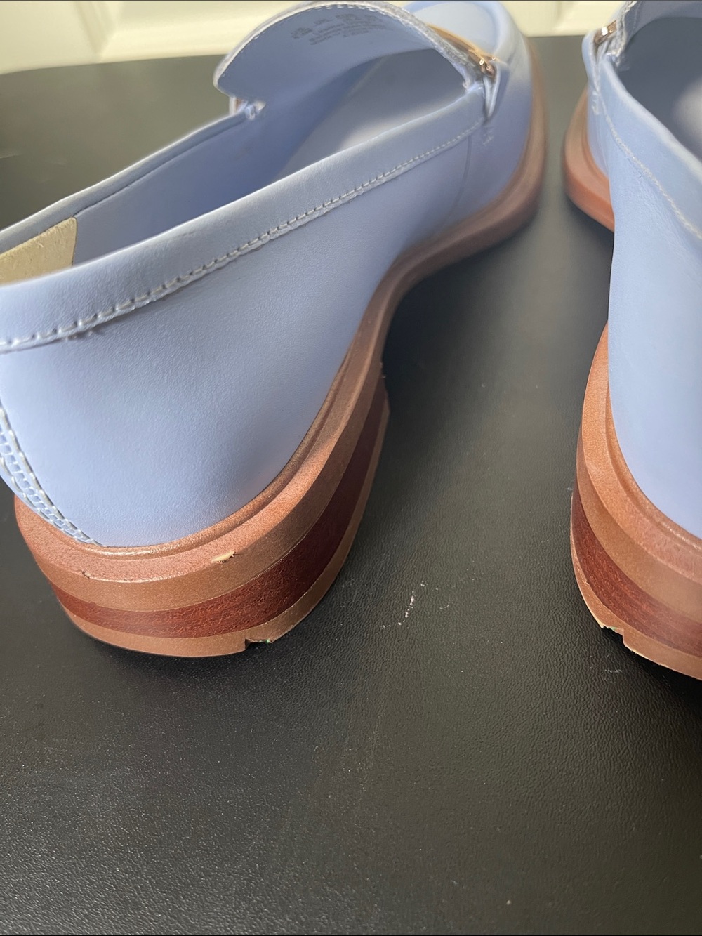 SARTO By Franco Sarto Powder Blue Leather Loafers with Gold Bit - Picture 6 of 10